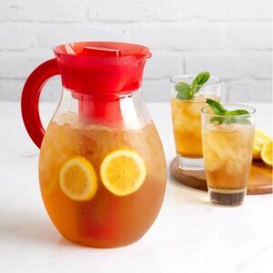 Shatter-Proof Primula Big Iced Tea Pitcher with Infuser Cold Brew Coffee Red